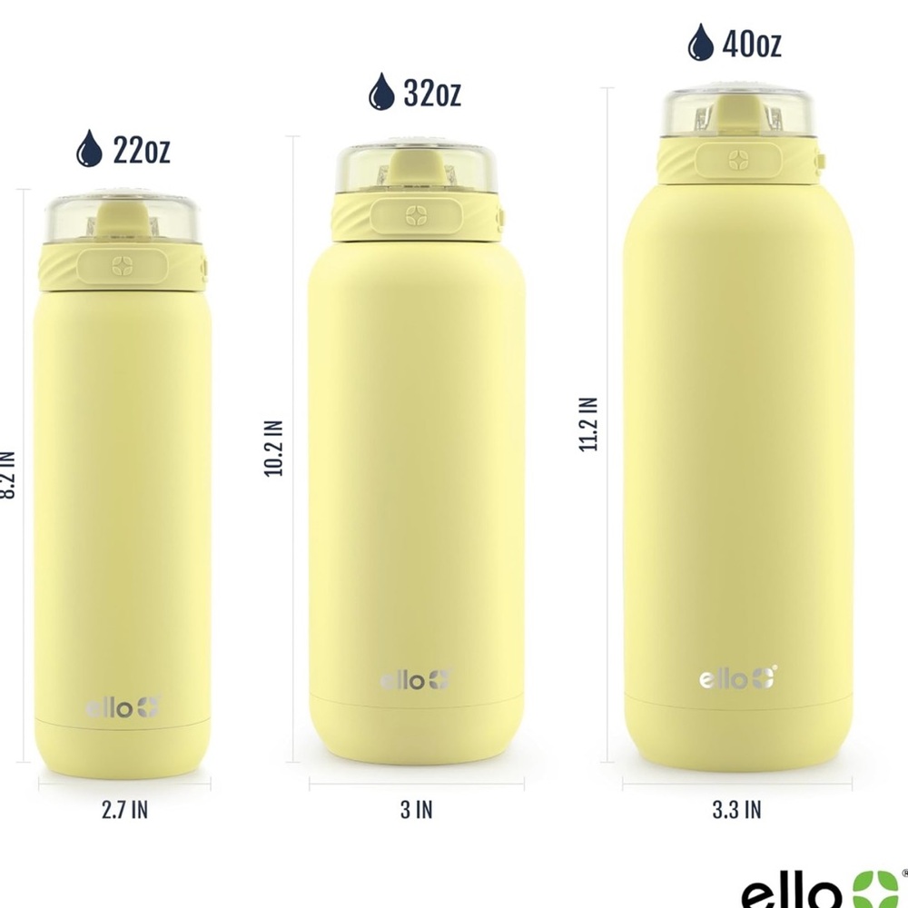 Ello 32 Fl Oz Yellow Insulated Water Bottle with Straw - Picture 7 of 7
